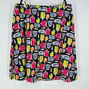 Valerie Stevens‎ Pink and Yellow A-Line Skirt Knee-Length Cocktail